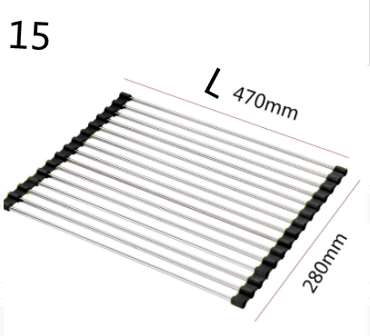 Rejilla plegable de acero inoxidable para fregadero de cocina