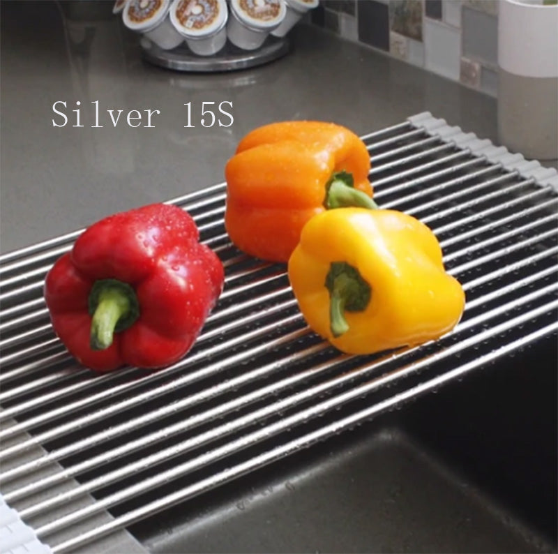 Rejilla plegable de acero inoxidable para fregadero de cocina