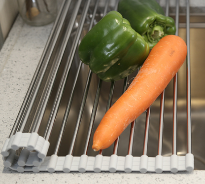 Rejilla plegable de acero inoxidable para fregadero de cocina