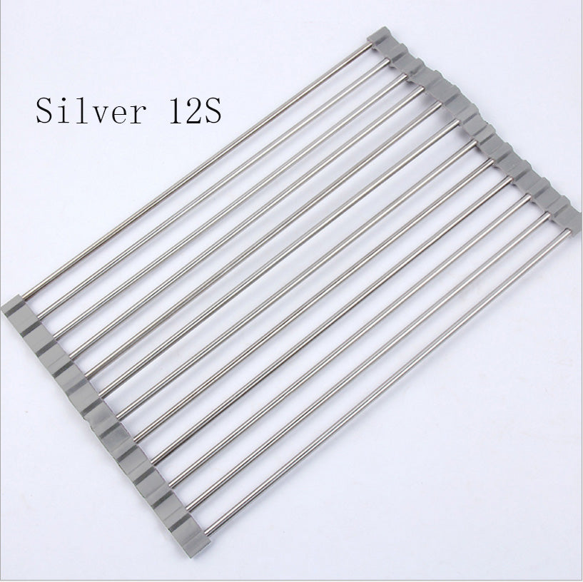 Rejilla plegable de acero inoxidable para fregadero de cocina