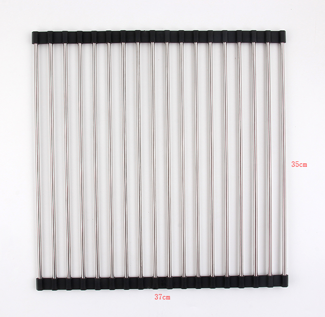 Rejilla plegable de acero inoxidable para fregadero de cocina
