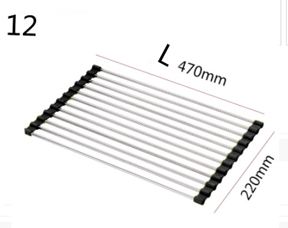 Rejilla plegable de acero inoxidable para fregadero de cocina