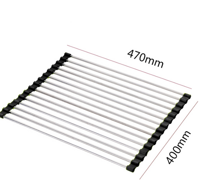 Rejilla plegable de acero inoxidable para fregadero de cocina