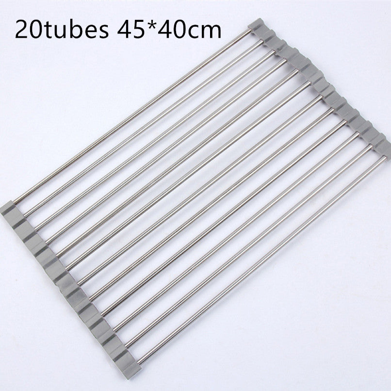 Rejilla plegable de acero inoxidable para fregadero de cocina