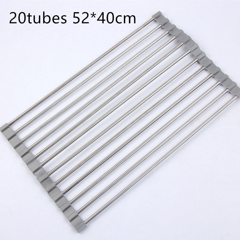 Rejilla plegable de acero inoxidable para fregadero de cocina
