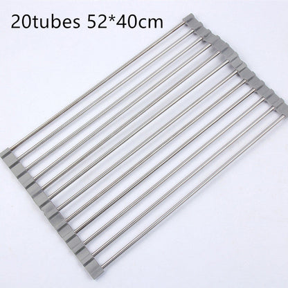 Rejilla plegable de acero inoxidable para fregadero de cocina