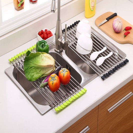 Rejilla plegable de acero inoxidable para fregadero de cocina